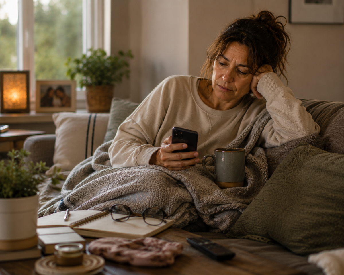Mujer cansada por la mañana